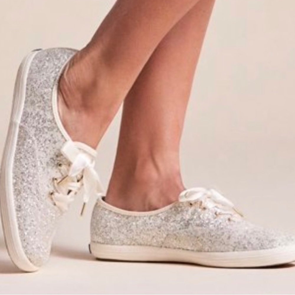 NEW Keds x kate spade New York White Glitter Bridal Wedding Sneaker 8.5W